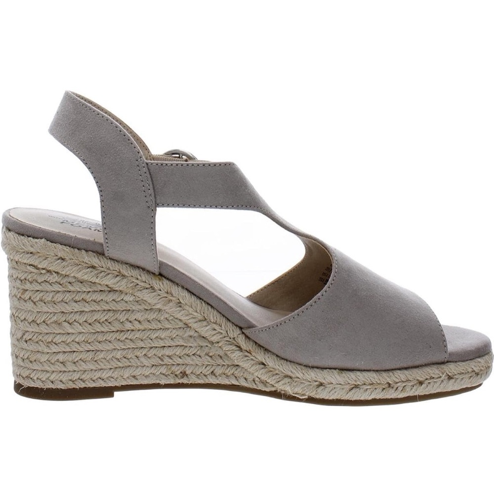 Life Stride Velocity Tersa taupe Vegan Suede, Espardrille Wedge Sandal. WMS 7M
